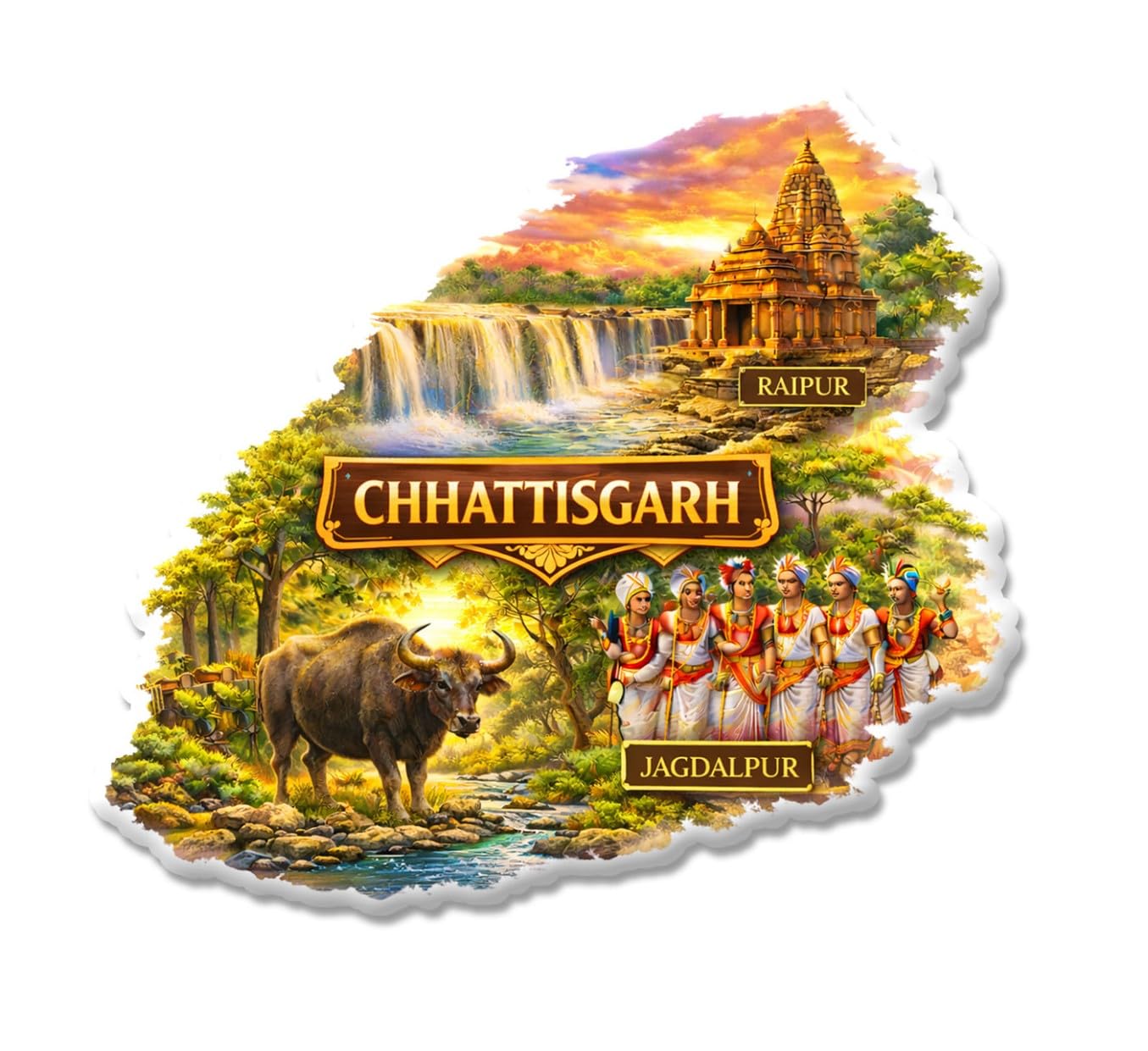 Kerala Fridge Magnet - God's Own Country Design -19
