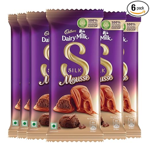 Cadbury Dairy Milk Silk Mousse Chocolate Bar, Pack of 6 x 50g