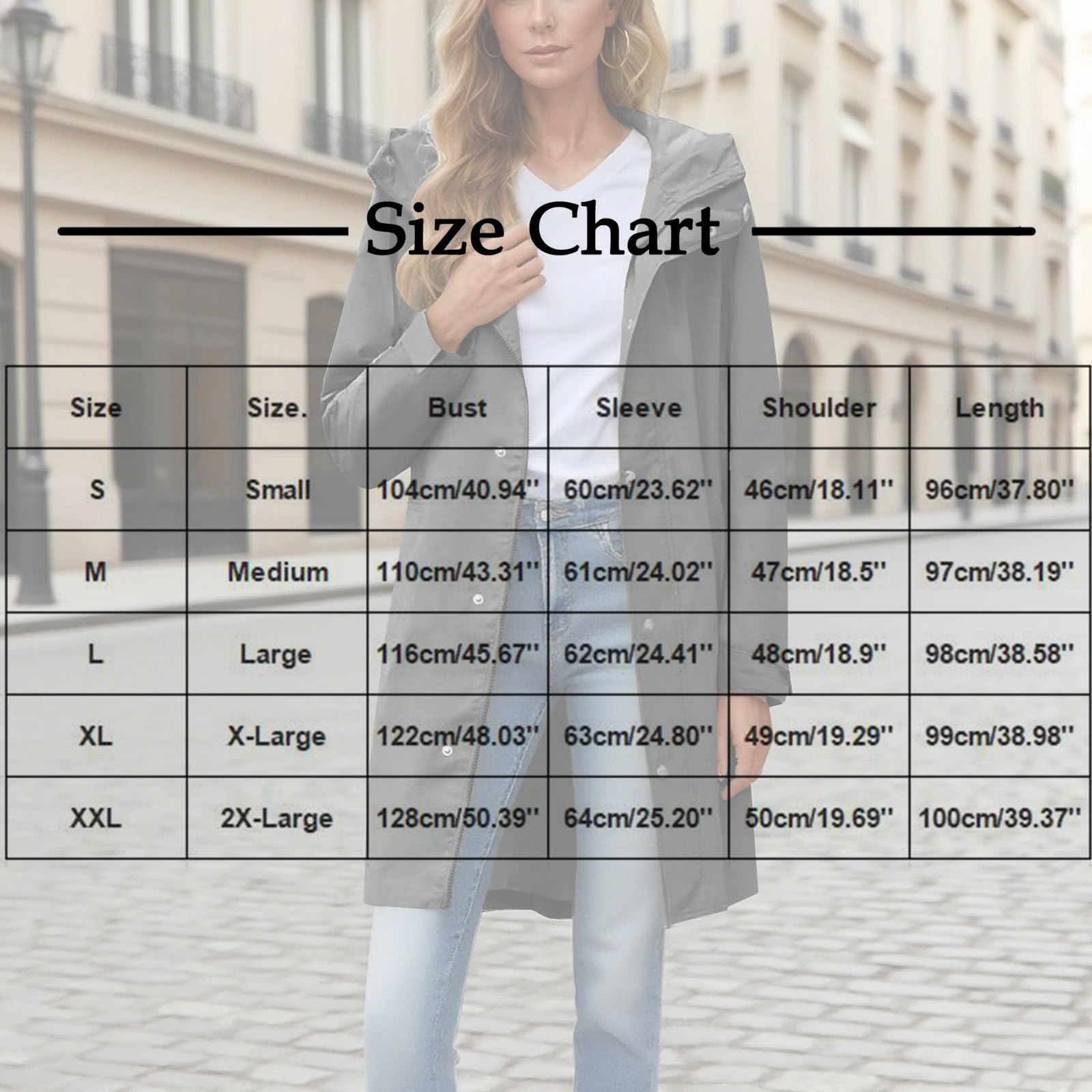 Genérico Chaqueta Impermeable Mujer-Chaqueta Impermeable Anorak Con Capucha Abrigo Largo De Invierno Para