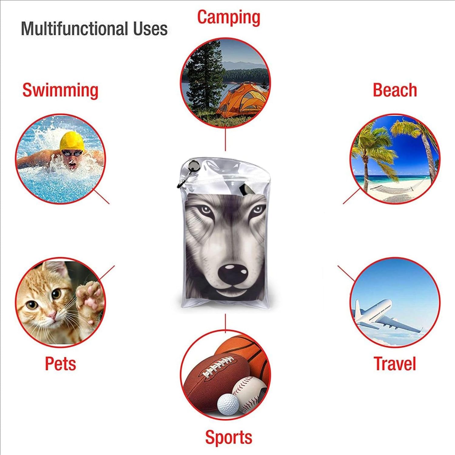 KHiry Microfiber Towel Beach Towels Wolves and Dream Catchers Quick Dry Towel Soft Lightweight Travel Towels Absorbent Large Easy Pack Travel Things Beach Blanket for Gym Sports Swimming