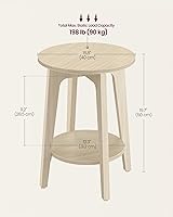 Vista 3 de VASAGLE MAEZO Collection - Side Table, 2-Tier Small Round End Table, Nightstand with Tapered Legs, Curved Transitions, for Small Spaces, Living