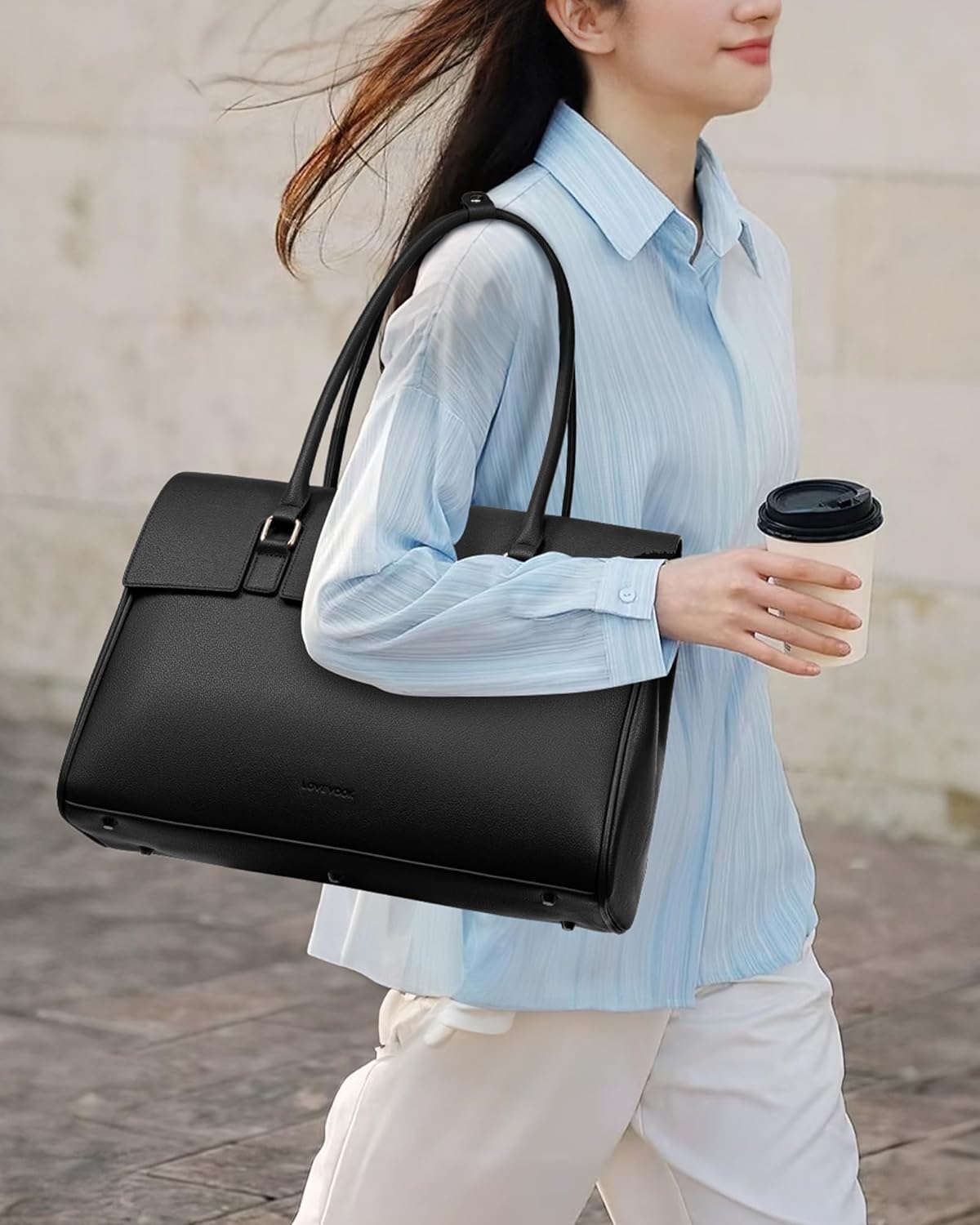 LOVEVOOK Laptop Bag for Women Work Tote Messenger Bag Waterproof Business Office Professional Handbag Shoulder Bag - Image 3