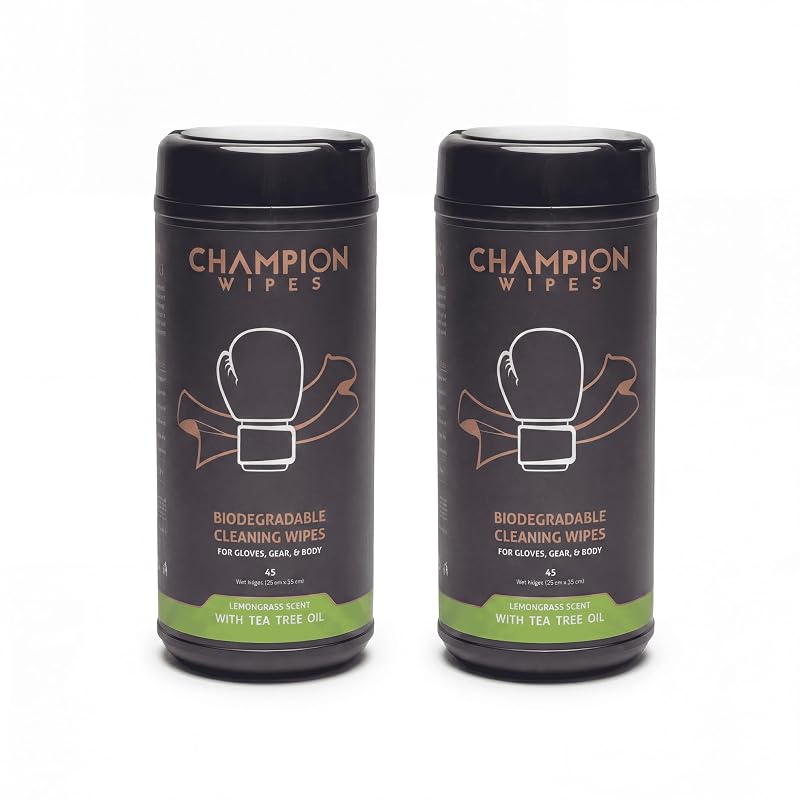 Lenços para limpeza de luvas e equipamentos de boxe Champion Wipes, 90 unidades, fragrância de capim-limão