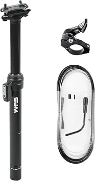 WFS TerraX External Dropper Post Kit w/ Remote Lever, 27.2/ 30.9/ 31.6mm, Travel 70/90/110/125/150/170 mm, Aluminum Alloy Seatpost for MTB Mountain/ Road/ City Bikes, Black