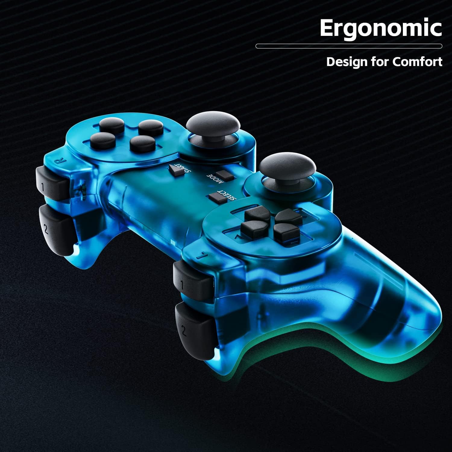 AUFGLO Contrôleur classique sans fil pour Ps2/Dual Shock 2/PC- (Violet+Bleu)