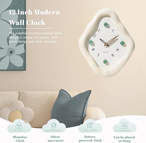 Miniatura 2 de JUSTUP Reloj de pared, reloj de pared moderno de 12 pulgadas, reloj creativo con pilas, reloj silencioso sin tictac para oficina, sala de estar,