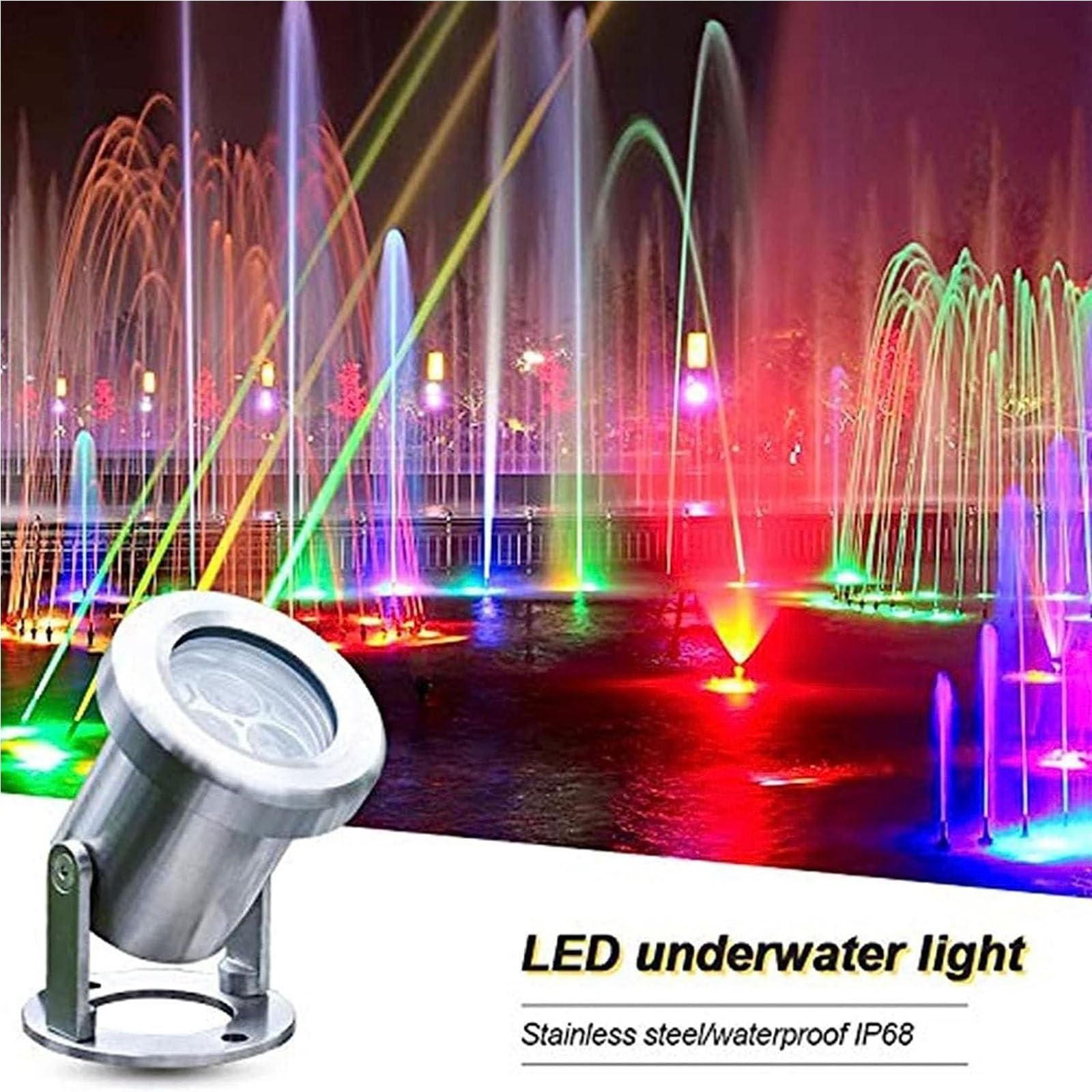 Spot LED Fontaine - Faisceau De Lumière LED Projecteurs, Lumière Submersible De Fontaine De LED D'acier Inoxydable Imperméable IP68, Pour La Lampe De Paysage De Rocaille D'étang De Piscine(Warm Light,