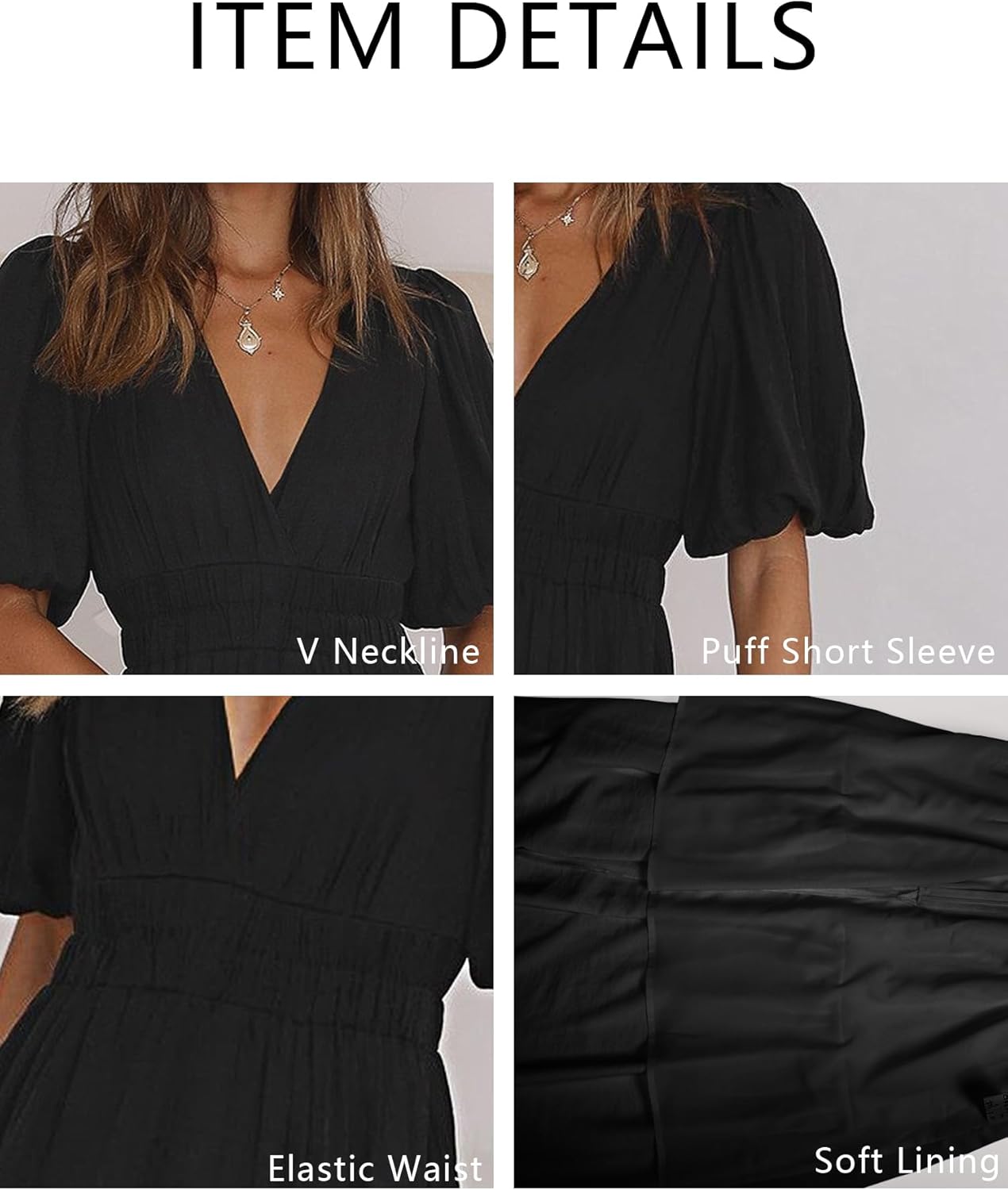 MessBebe Maxi Dress Puffy Sleeve V Neck High Waist A-Line Flowy Wrap Sun Wedding Guest Long Dresses for Women - Image 7