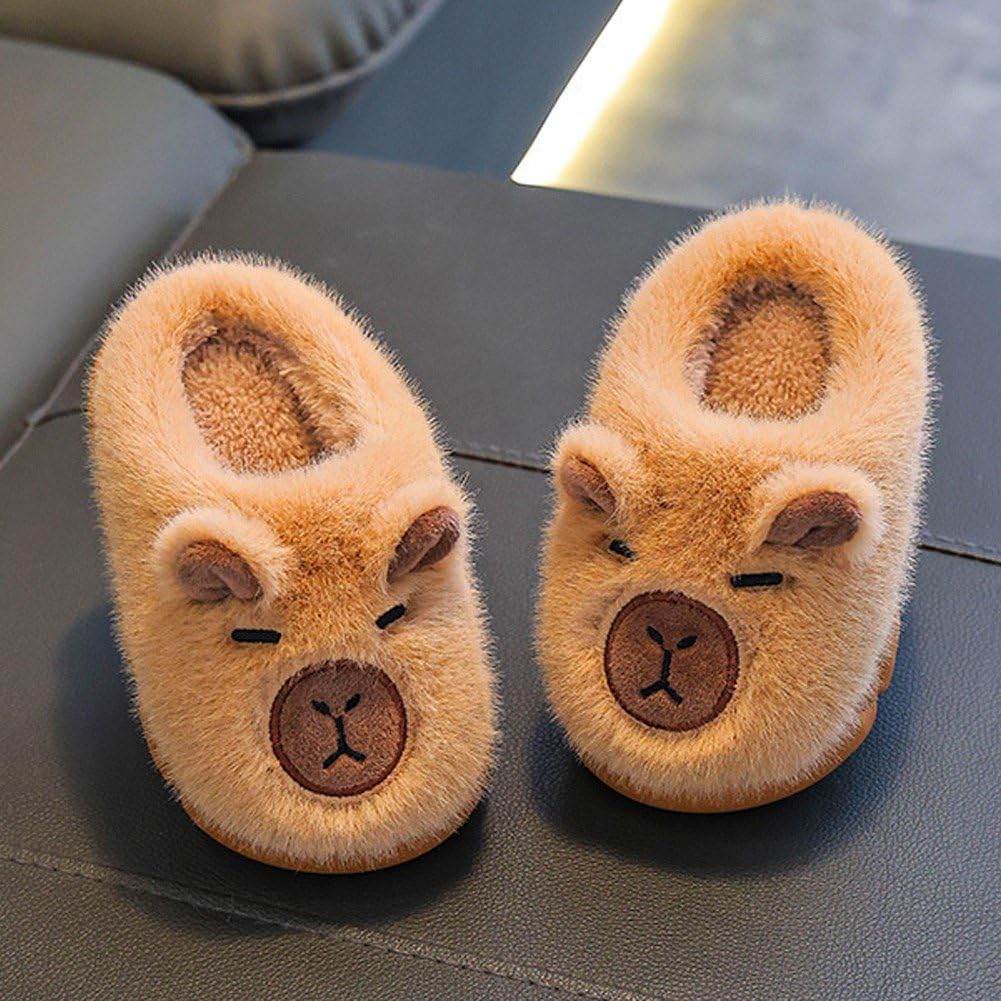 Pantoufles Capybara Mignonnes pour Enfants, Chaudes Moelleuses, pour l'hiver. Pantoufles Antidérapantes À Motif Dessin Animé, Idéales pour Maison, pour Garçons Filles.