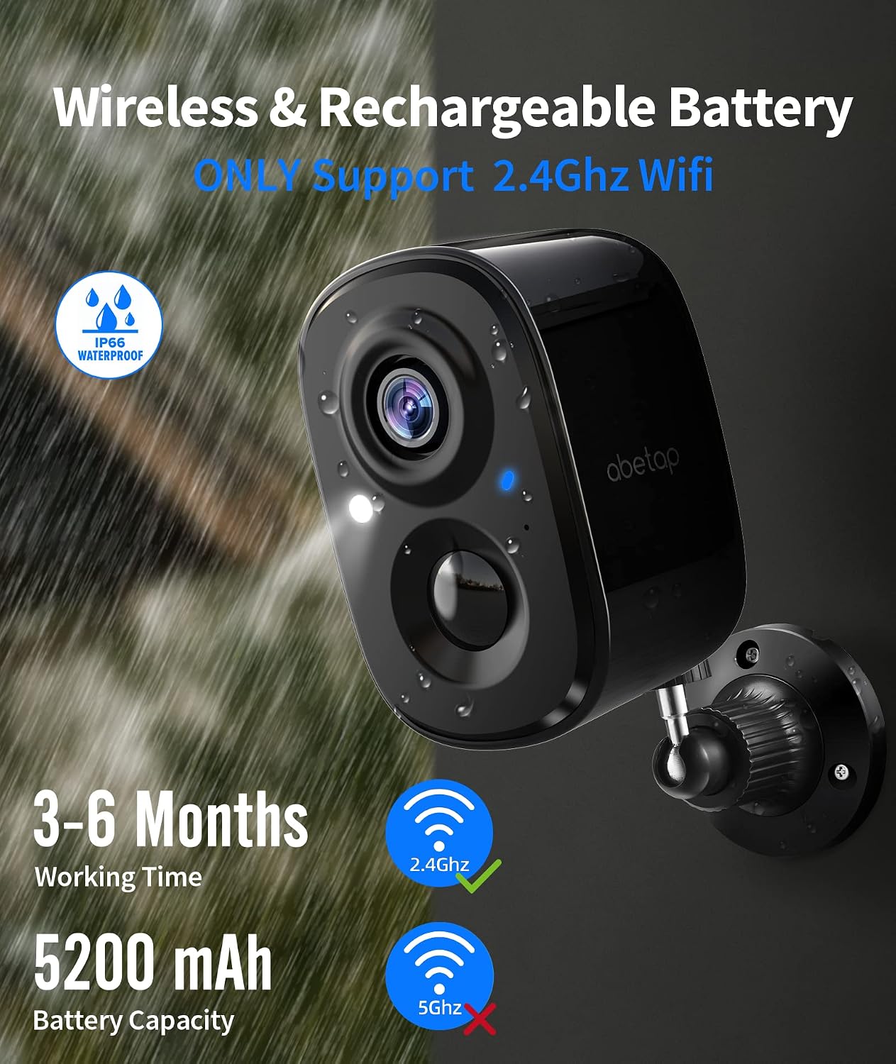 Outdoor Security Camera, Wireless Outdoor Camera Full-Color Night Vision, AI & PIR Motion Detection, Battery Powered Security Camera Wireless Outdoor, 1080P HD Security Camera, 2-Way Audio (Black)