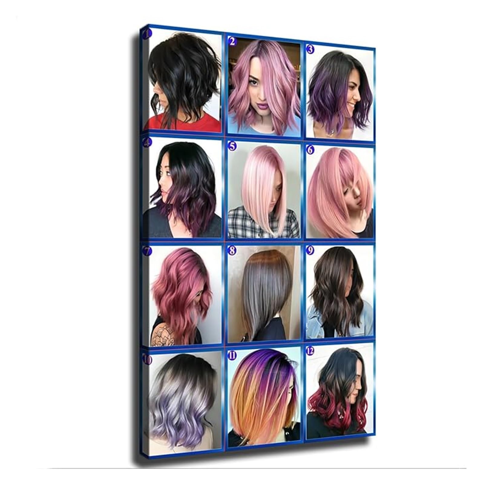 EKFBQBGW Women Hairstyles AI Art Print Canvas Wall-Art for Hair Salon Decor Stylist Office or Contemporary Living Space Framed,16x24inch(40x60cm)