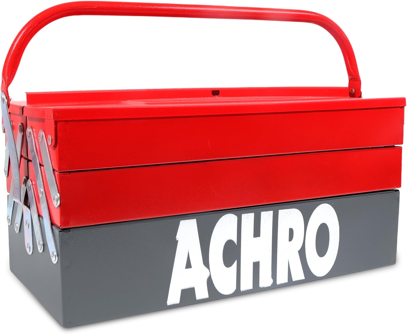 High Grade Metal Tool Box For Home Use, Box For Garage/Workshop/Industry And Office Use/Empty Tools Box Big Size with 5 Multipurpose Compartments (Red & Grey)