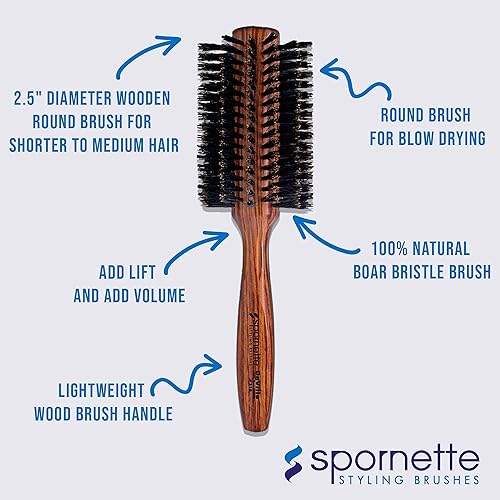 Miniatura 2 de Spornette Deville - Paquete de cerdas de jabalí redondas de 2.5 pulgadas con limpiadores de cepillo para el cabello