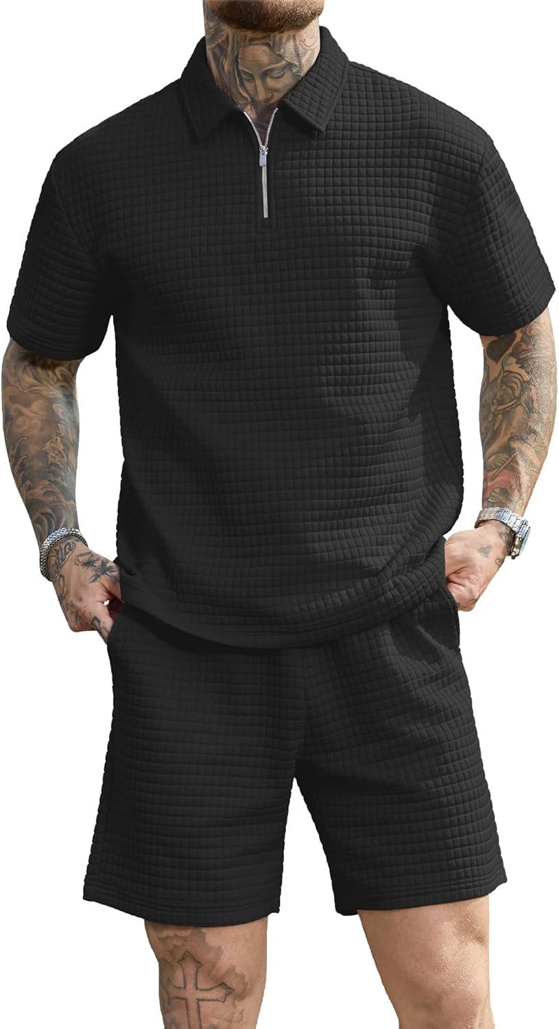 JEMLDL Men's Short Sets 2 Piece Polo Shirt Summer Outfits Casual Fashion Tracksuits Short Sleeve Travel Clothes