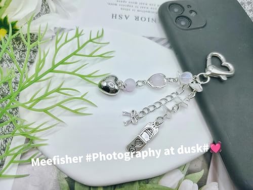 Miniatura 6 de Meefisher Y2K - Llavero estético con diseño de mariposa y fresa, con diseño de oso y guitarra, bonito llavero para mujer, dije de bolso (teléfono),