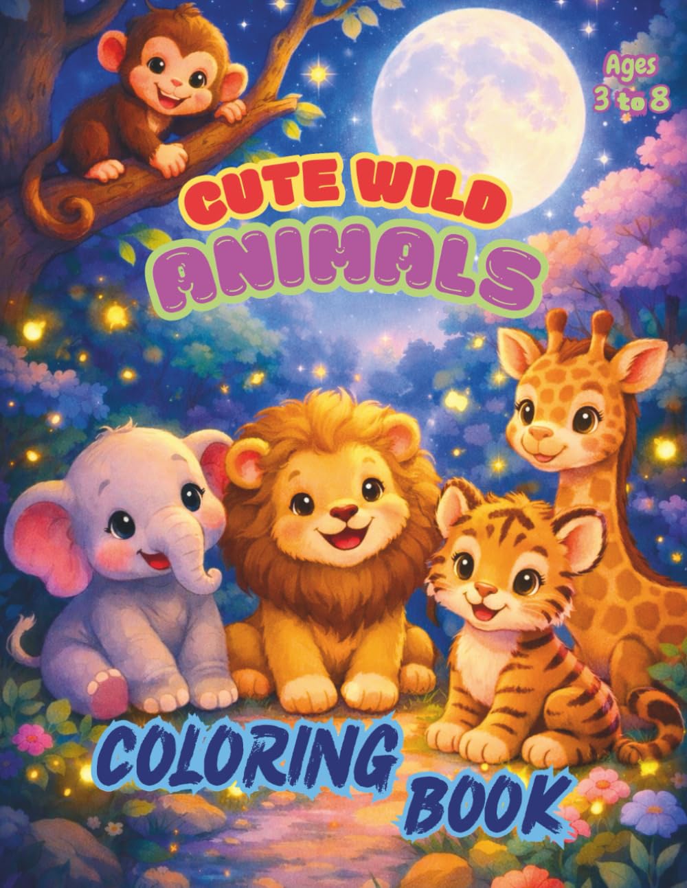 Cute Wild Animals Coloring Book for Kids: Fun Coloring Pages with Animals for Children Ages 3-8