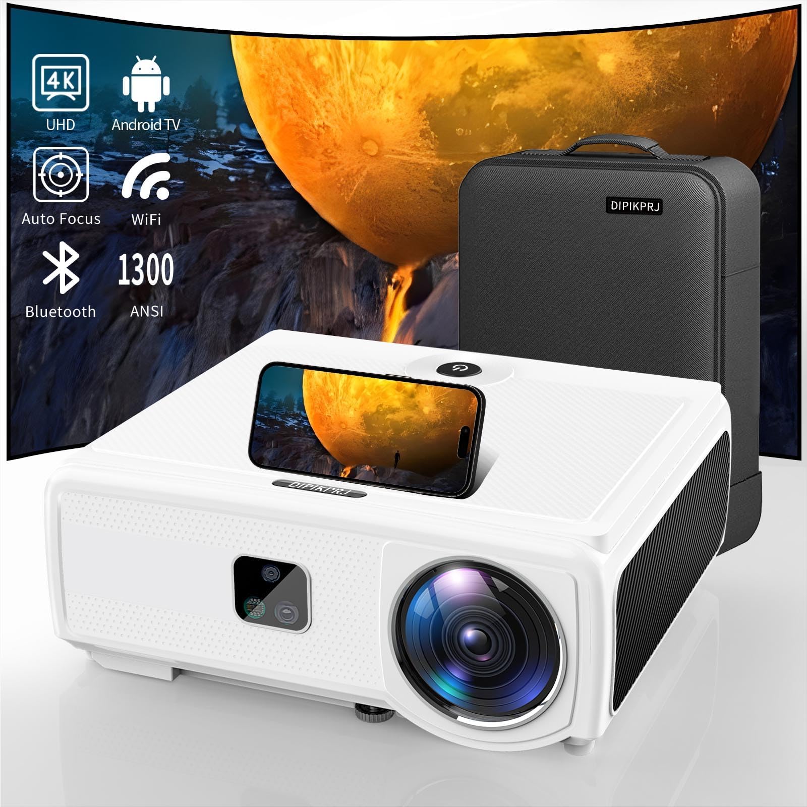 [Auto Focus & Keystone] Android TV 4K Projector with Prime