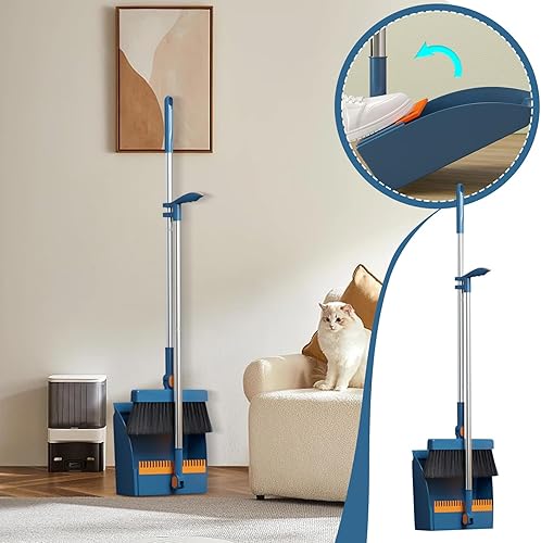 Miniatura 2 de Juego de escobas de pie y recogedor giratorio de 180 para limpieza profunda, para el hogar, interiores, raspar dientes y raspadores, tipo hebilla,