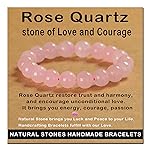 AD Beads Handmade Gemstone Stretch Elastic Bracelet Crystal Healing Reiki Nature\'s Beauty and Spiritual Essence Unisex (10mm, Rose Quartz)