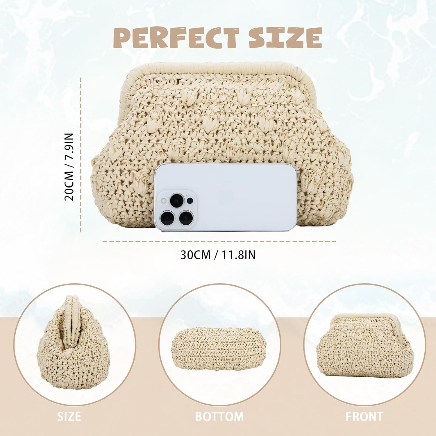 Oweisong Straw Clutch Purse for Women Summer Beach Bags Woven Evening Bags 2026 Wicker Shoulder Handbag for Vacation