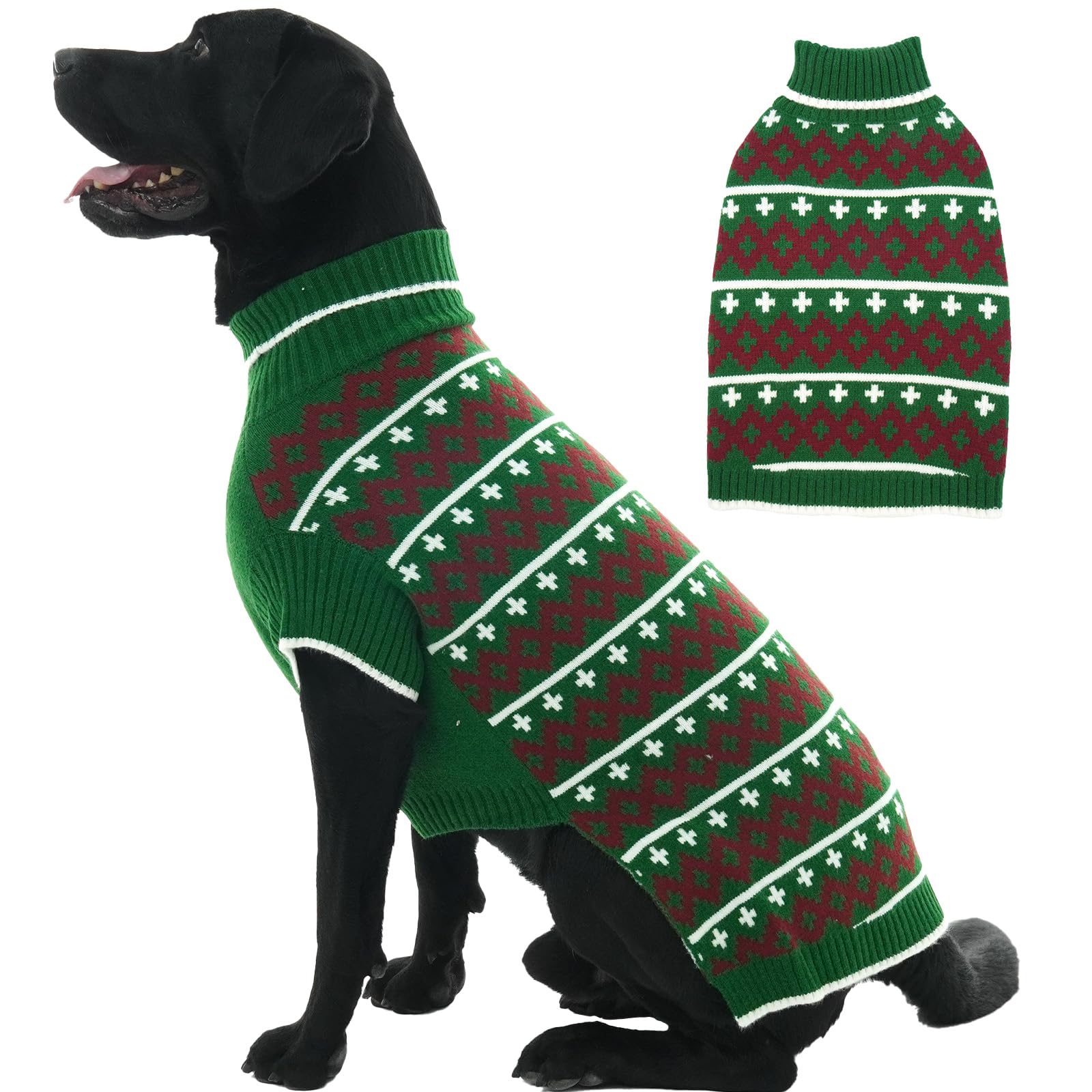 Katzinst Halloween Dog Jumper - Adorable and Attractive Knitted Dog Sweater for Party & Holidays, Green, XXXL