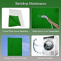 Vista 7 de KUSKX010 - Telón de fondo de pantalla verde blanco de 5 x 7 pies, 2 en 1, reversible, color verde Chromakey, para transmisión en vivo, toma
