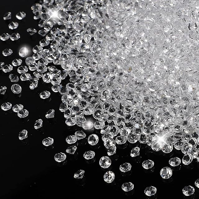 kuou 8000 Pcs Clear Table Crystals Scatter, 4.5mm Bling Diamond Acrylic Gem Wedding Crystals Table Scatter for Vase Filler Christmas Wedding Birthday Party Decoration