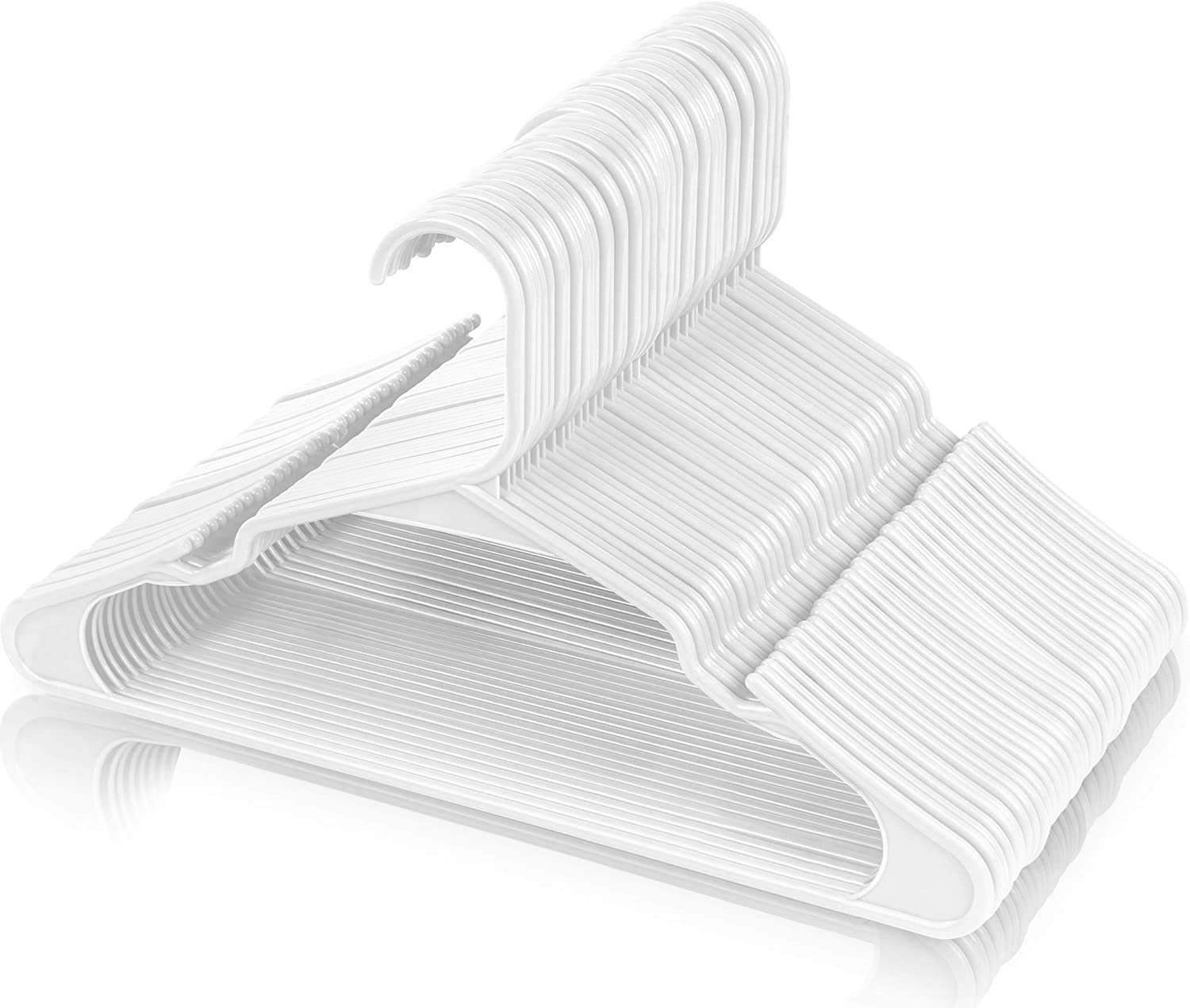 24 pieces clothe hangers for wardrobe - space saving cupboard storage organizer - plastic hanger set for saree, shirt, dress (white)