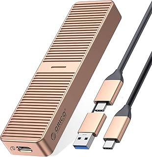 ORICO M.2 NVMe SATA SSD Enclosure, 10Gbps USB C 3.2 Gen2, Thunderbolt 3 Compatible, M2 NVMe SATA External Enclosure Supports M Key and B&M Keys 2230/2242/2260/2280 SSD, UASP Trim SMART-FV25-RG