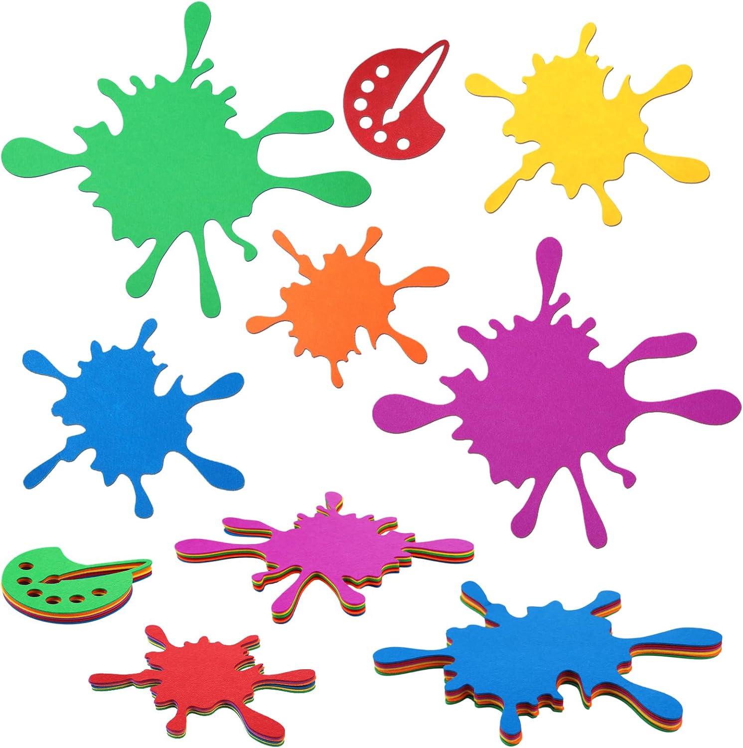 Aulock 24pcs Felt Paint Splatter Cutouts, Back to School Classroom Decor