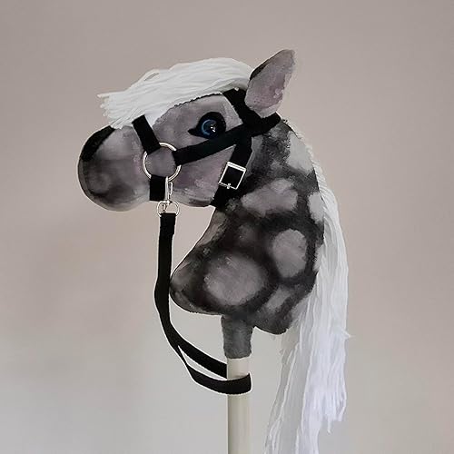 Miniatura 9 de Gray stick hobby horse - Realistic plush handmade toy horse with bridle