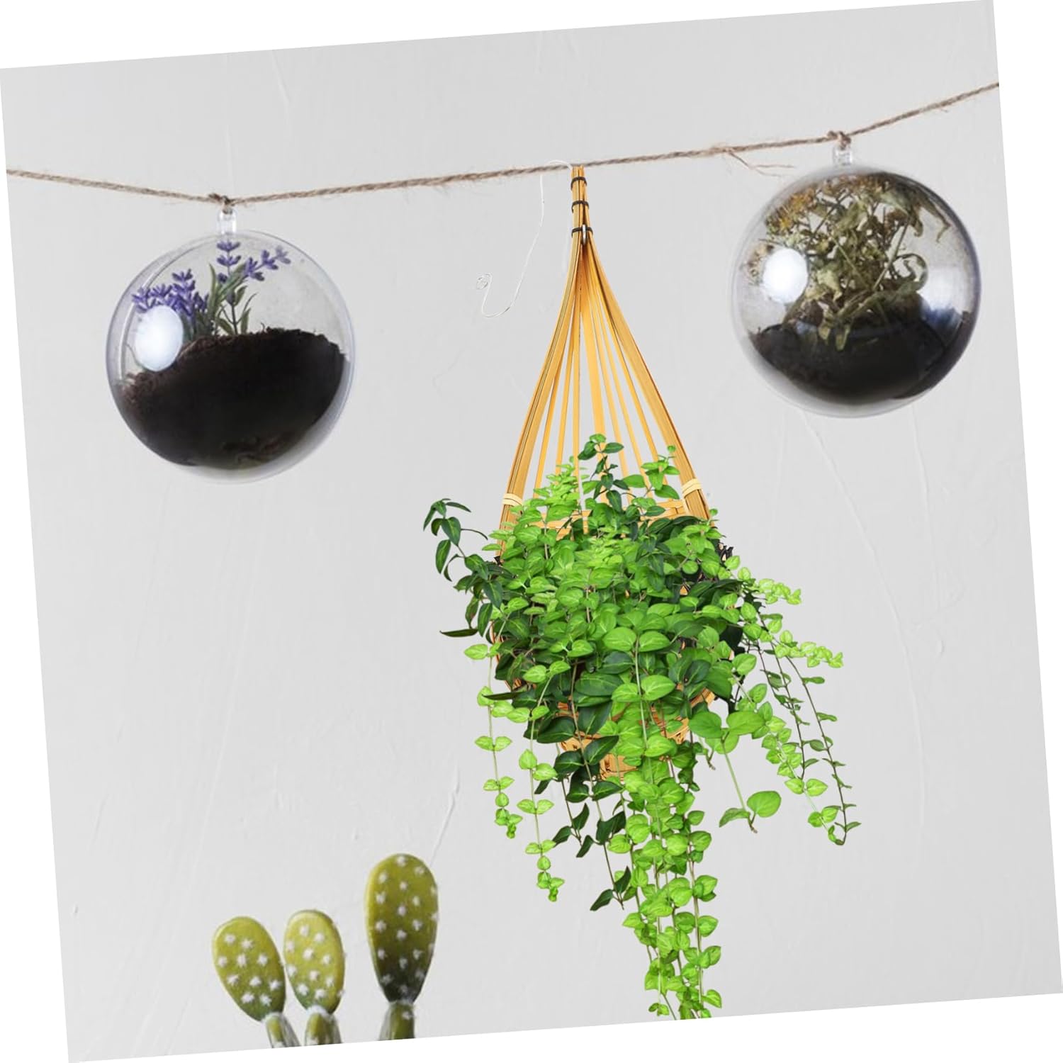 MERRYHAPY 4 Pack Hanging Baskets Woven Pot Wall Decor Artificial Plant and Holder Rustic Style Space Saving Home Decor