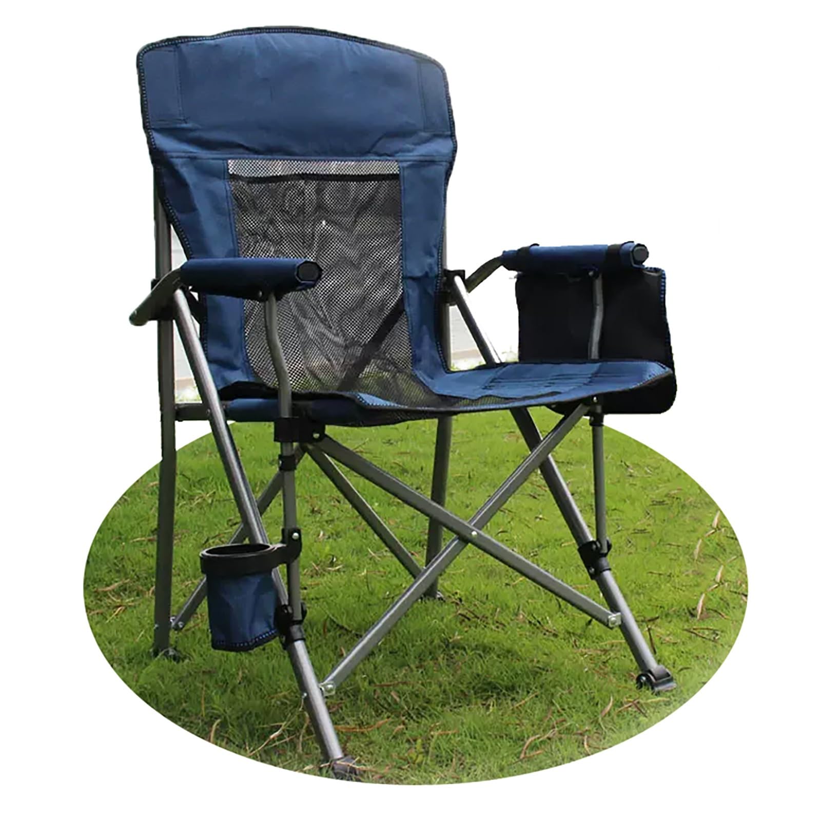 Backyard Expressions Heated Camp Chair - Portable With 3 Heat Settings, Cup Holder & Pocket (Blue/Grey) - View #3