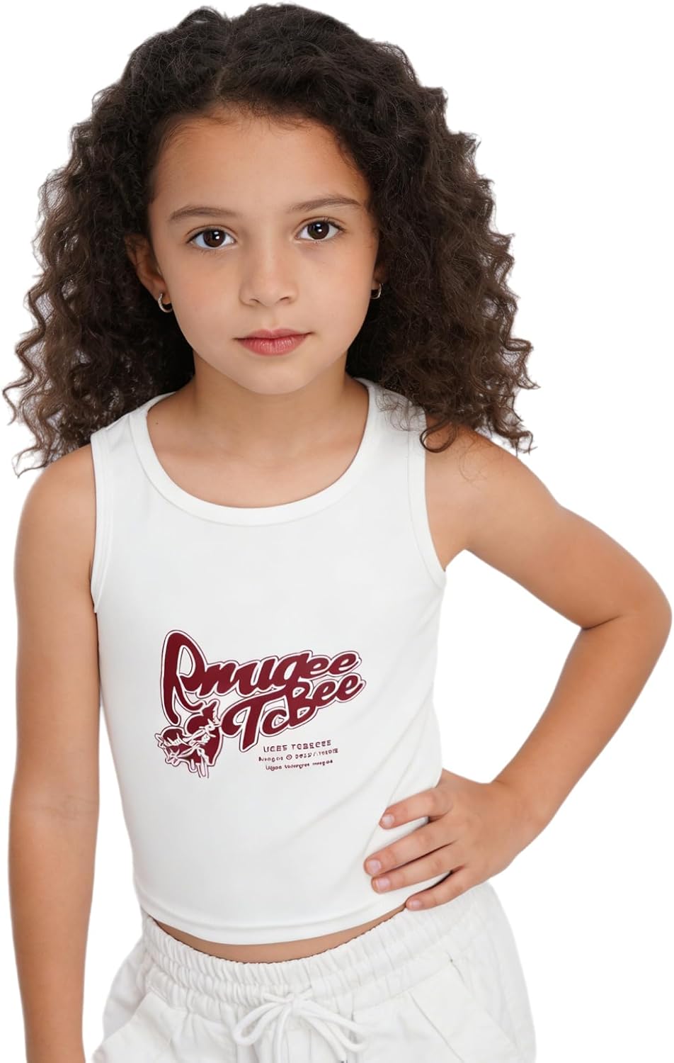 TTAO Tank Tops for Girls Summer Graphic Tank Tops Sleeveless Crewneck Shirts Athletic Dance Performance Top