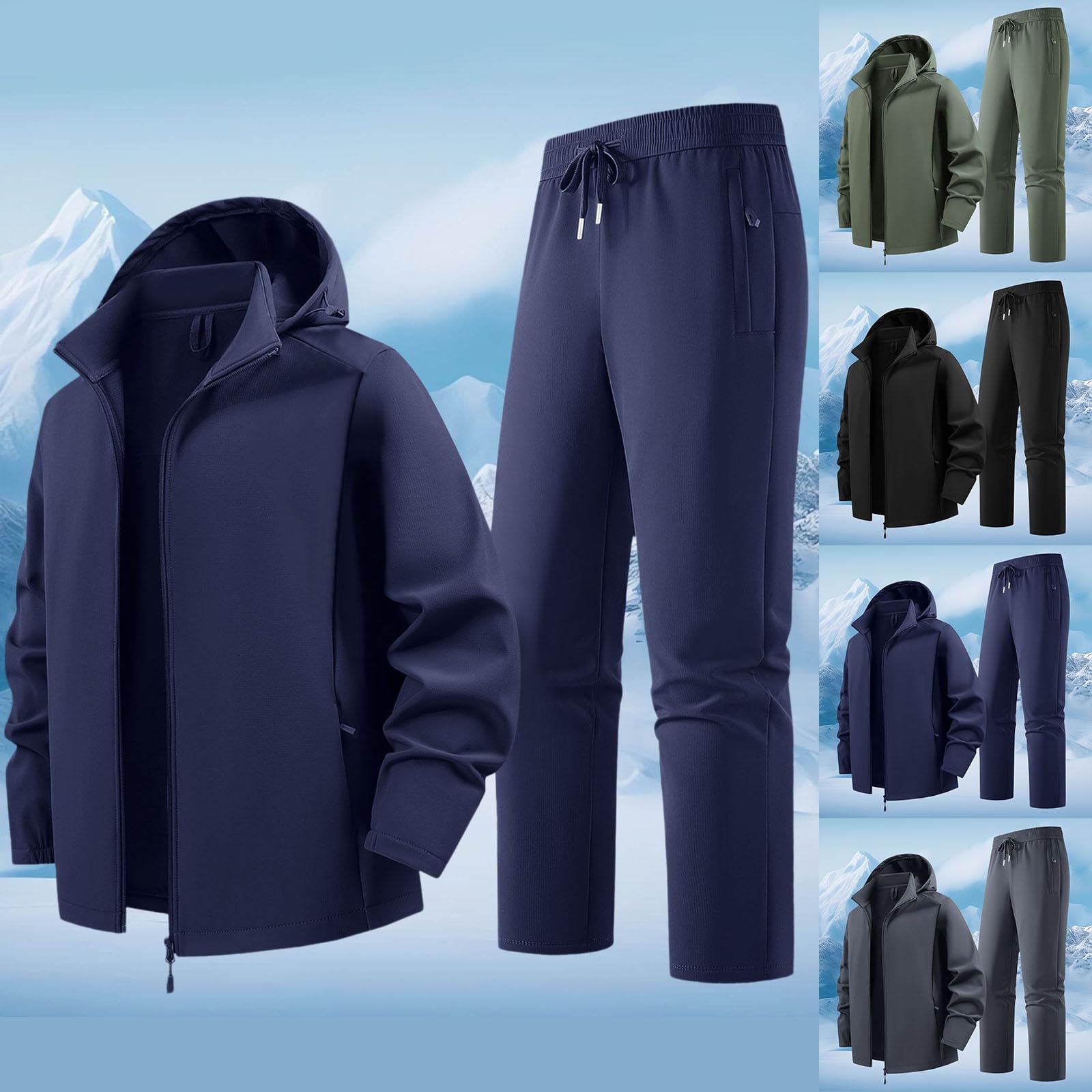 Générique Tuta Impermeabile da Uomo per Autunno E Inverno Set di due Pezzi Tuta Tattica Militare Softshell Giacca E Pantaloni Antivento E Impermeabili