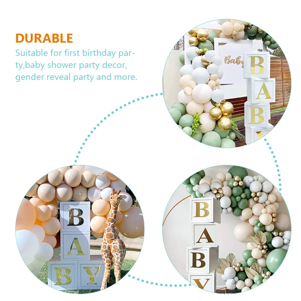 ULTECHNOVO Coffrets pour Shower Décorations pour Shower Garçon Boîtes à Ballons pour Garçon Fille avec Lettres Bloc pour Fille