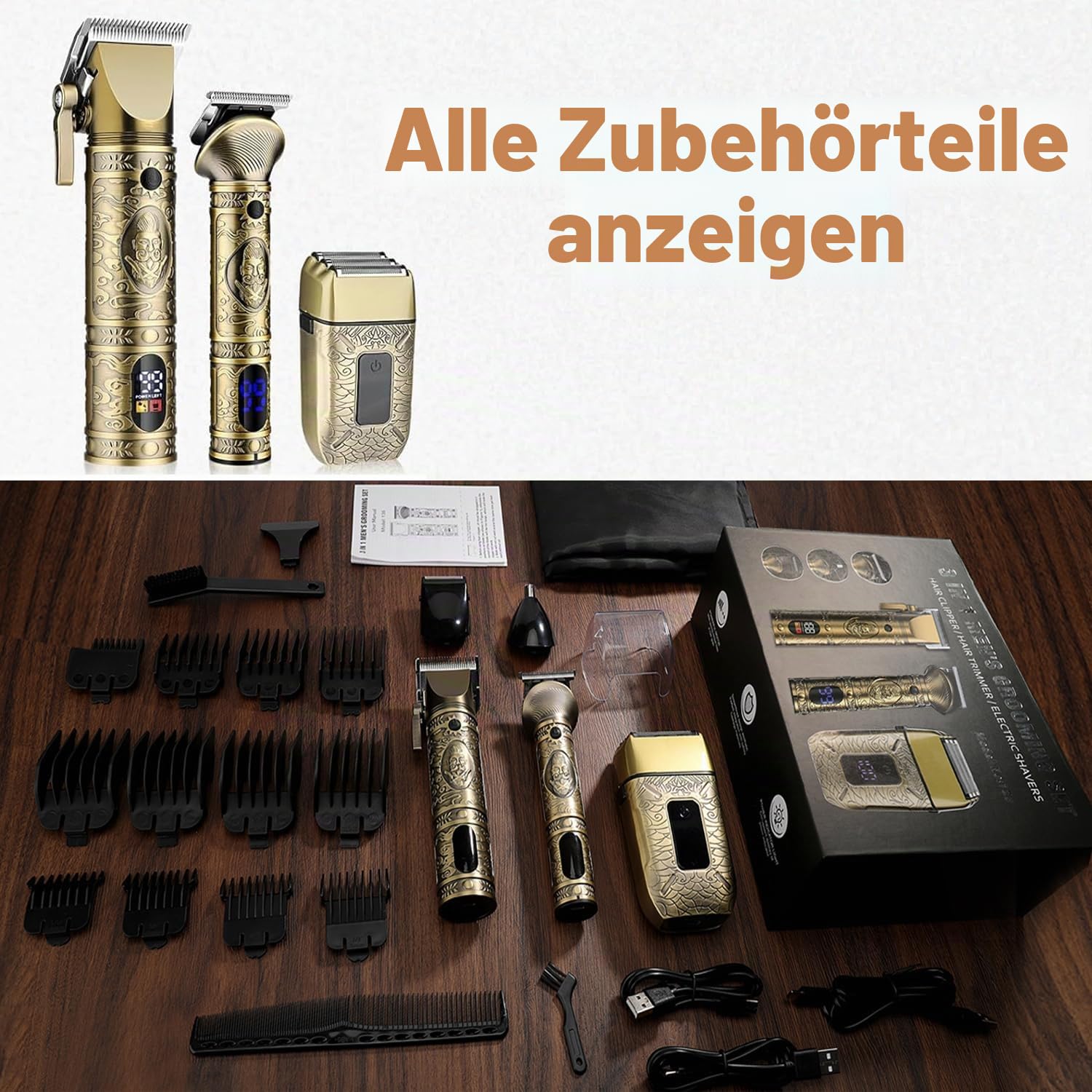 Haarschneidemaschine Profi,Haarschneider Herren und Trimmer Set,Barttrimmer Nasenhaartrimmer,Rasierer Herren Elektrisch, Folienrasiermaschinen für Männer für Zuhause,Barbier