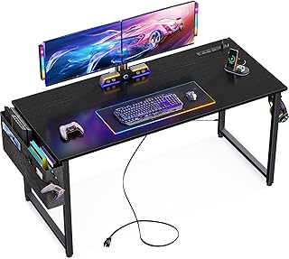 KKL Small Desk with Power Outlets and USB Port Computer Desk for Home Of...