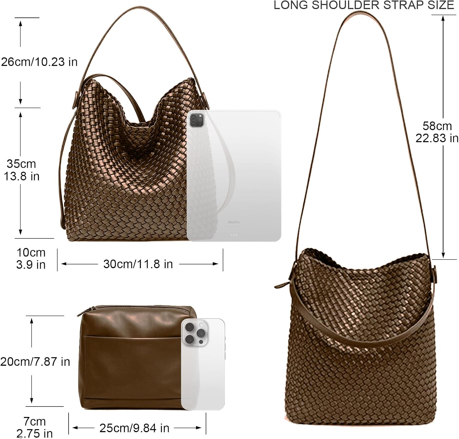 Large Woven Tote Bag Vegan Leather Shoulder Bag for Women Fashion Travel Shopper Bag Top Handle Handbag and Purse