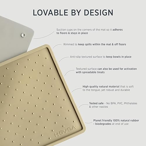 Miniatura 8 de Hevea Tapete de alimentación para perros de goma natural, antideslizante e impermeable, vegano, sin plástico y silicona, tapete de goma para cuencos
