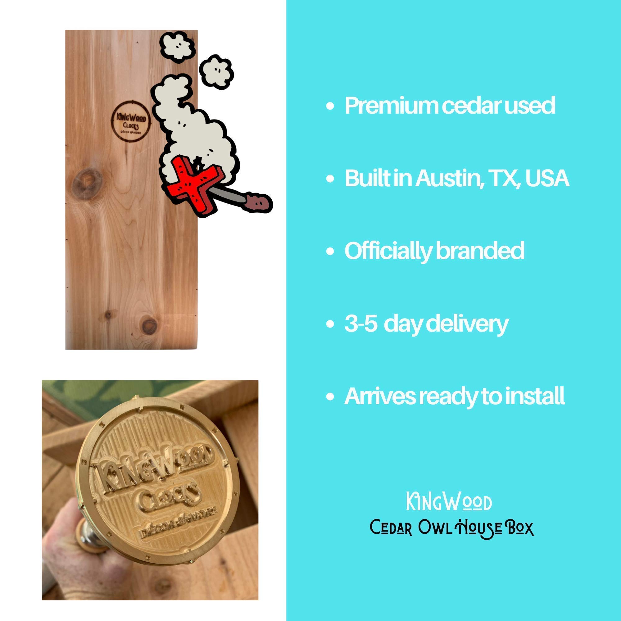 Buy KingWood Original Cedar Owl House Box, Bird House w/nesting