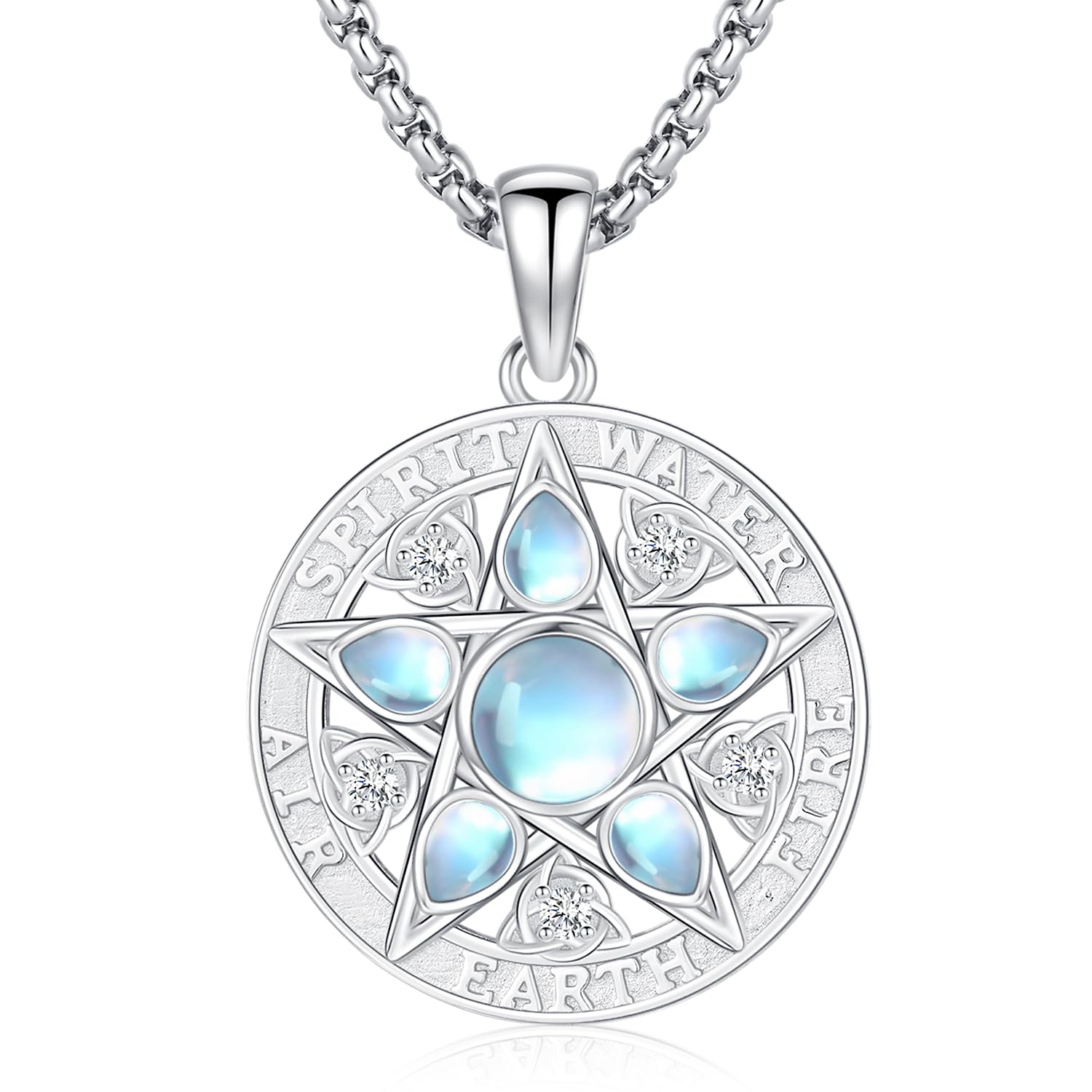 Aniu Collana Argento Sterling 925 Ciondolo Tetragrammaton/Nodo Celtico/Pentagramma/Tripla Luna/Tartaruga Gioielli Amuleto Stregoneria Wicca Regali per Donna Uomo