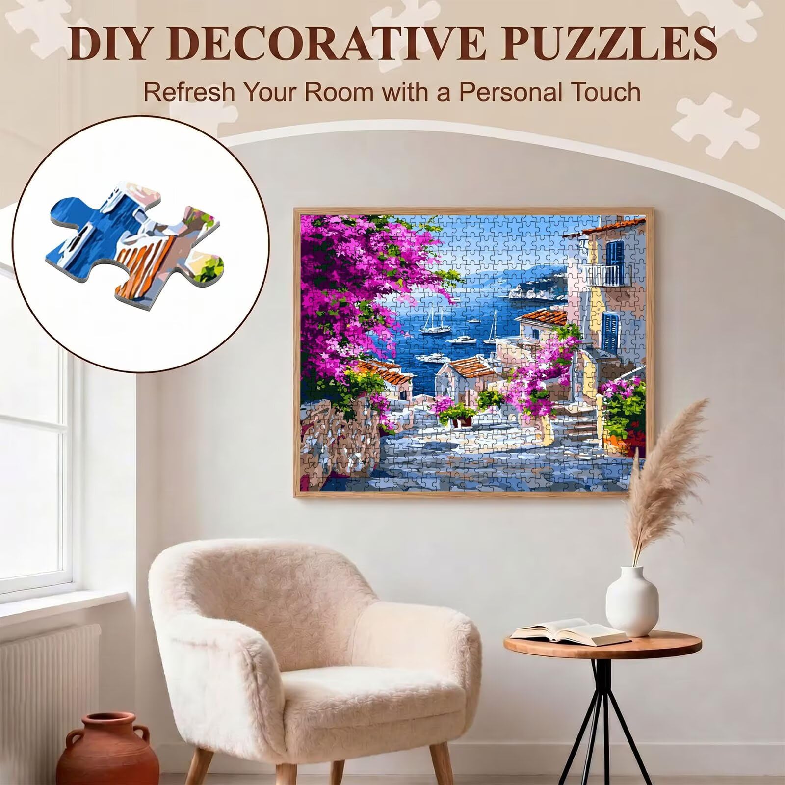 Vista al mar Bote Puzzle de 1000 Piezas, Juego de Mesa Familiar de Madera - Rompecabezas Adultos para Toda La Familia, Rompecabezas Educativo DIY y Antiestrés - Regalo de Mujer, 75 x 50 cm f0-251