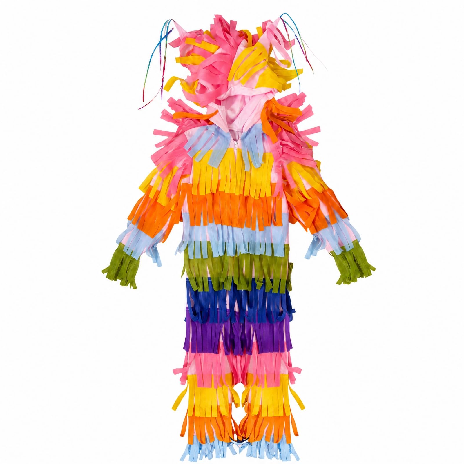 Costume Intero Ispirato Messicana Confortevole Tuta di Carnevale con Cappuccio e Frange Leggero Abito di Scena con Maniche e Gambe Coperte
