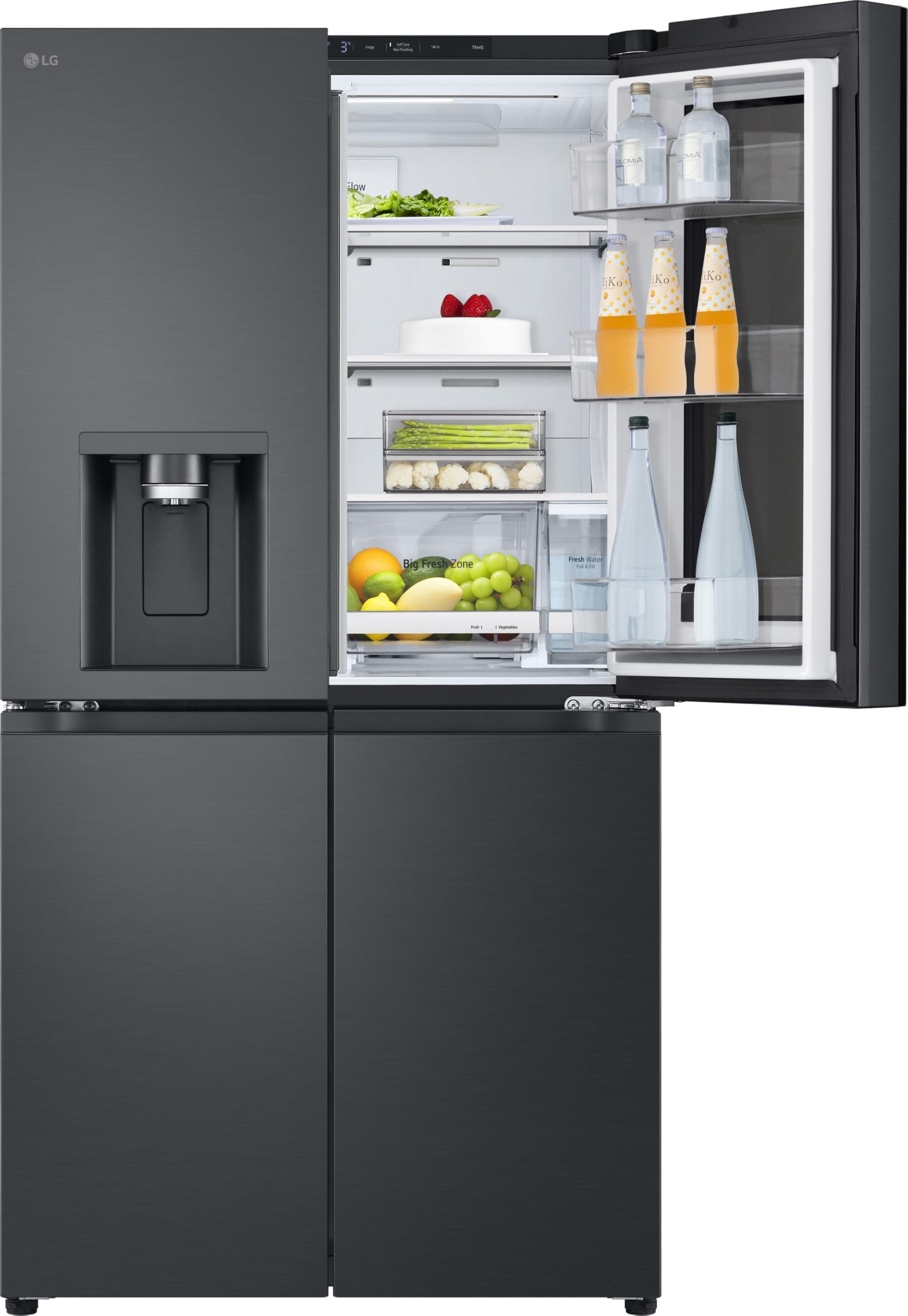 LG GMK961EV3E Multi-Door Kühlschrank mit Gefrierfach (646 L, Energieklasse E) mit InstaView, UVNano, Wassertank, LinearCooling, Total No Frost, Schwarz