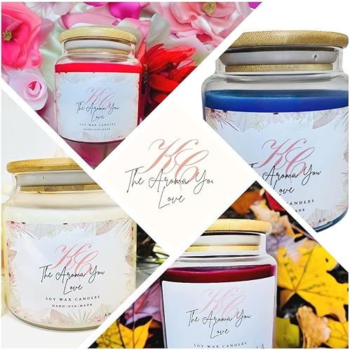 Miniatura 6 de Handmade Soy Natural Wax - Jar Candles 16 oz With Lid Scented - Made in USA (Mahogany TeakwoodBurgundy)