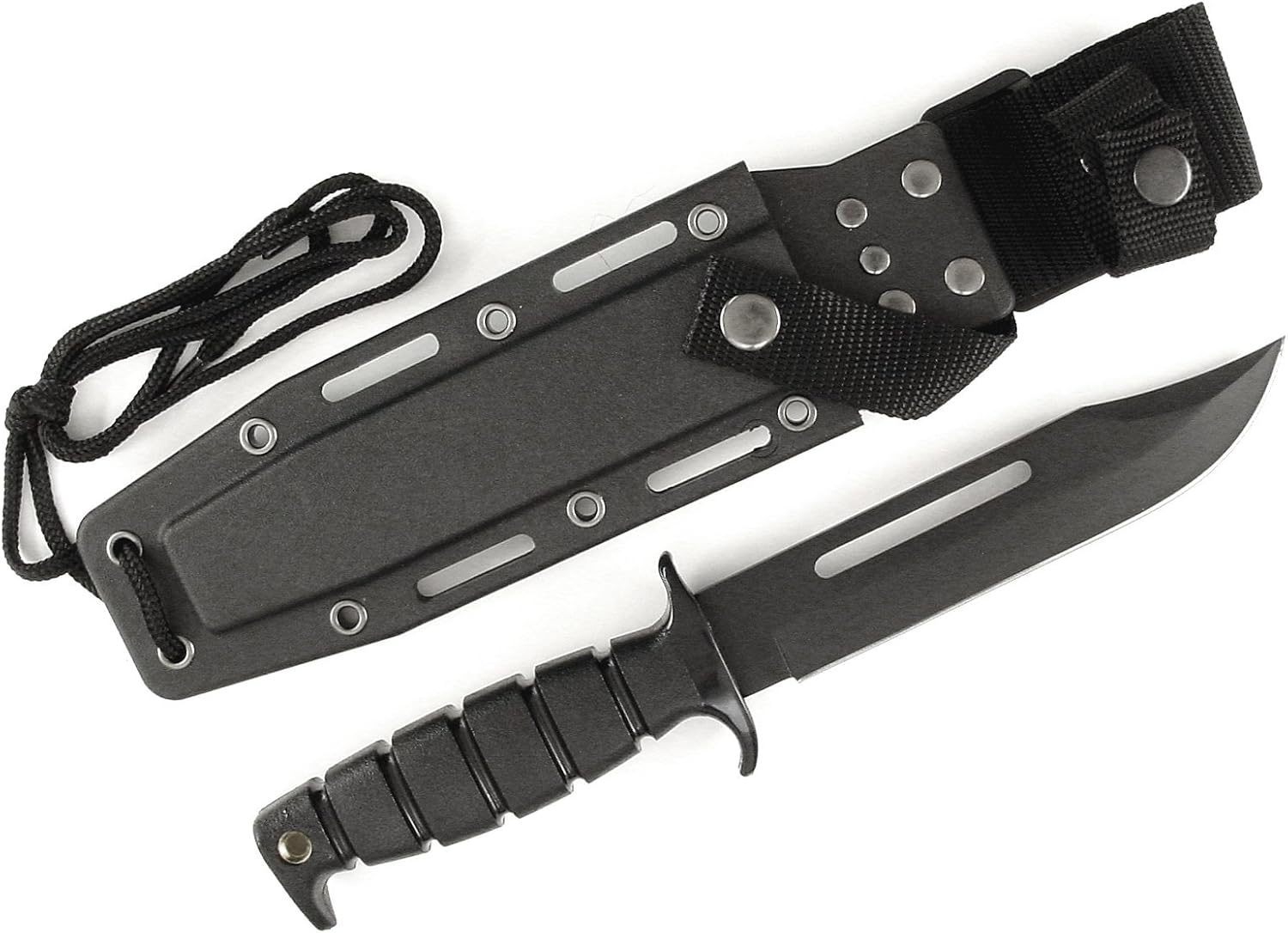 RUKO 6-3/4-Inch Blade Combat Knife with Marine Corp-Style Rubber Handle and Molded ABS Sheath