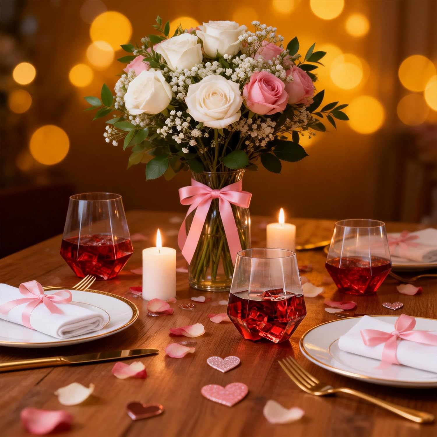 Goodluck 40 PCS Diamond Stemless Plastic Wine Whiskey Glasses, 12 Oz Disposable Cocktail Glasses, Suitable for Weddings, Birthday Parties, Family Gatherings, Bars, etc (Clear) - Image 8