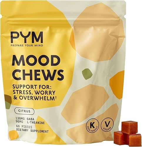 PYM Citrus - Masticables para el estado de ánimo para el estrés, la preocupación y la abrumación, 60 unidades  130 mg GABA, 90 mg de L-teanina