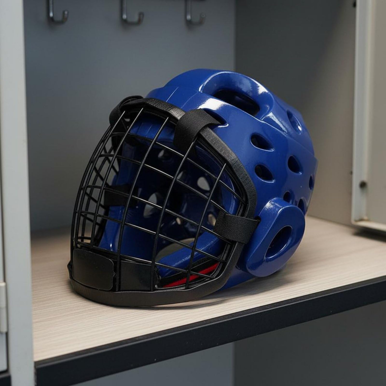 Casco Protettivo con Griglia Design Traspirante con Maschera Chiusura, Casco Boxe, Caschetto da Taekwondo per Principianti
